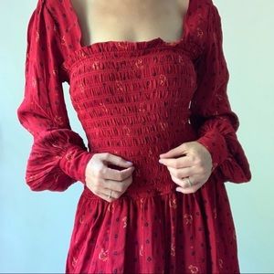 FREE PEOPLE cottage style smocked floral dress